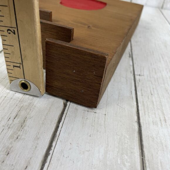 Vintage Wood Staircase Shelf W/ Red Heart Wall Mount Or Shelf Sitter - Picture 8 of 8